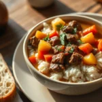 beef stew and rice